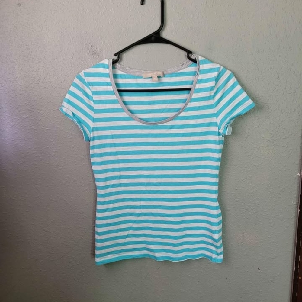 Banana Republic Blue White Striped Short Sleeve Top Blouse Women's Size XS